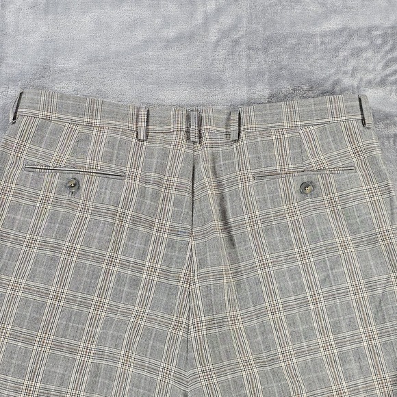 Hart Schaffner Marx Pants Mens 36 Gray Wool Prince of Wales Check Business - Picture 2 of 9